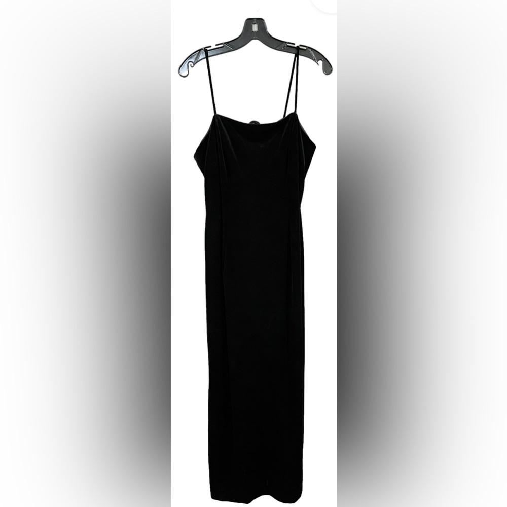 Witchy Vintage 1990’s Velvet Black spaghetti strap maxi dress slit Size 12 Large